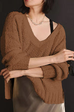 V-Neck Dropped Shoulder Sweater