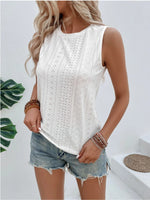 Eyelet Round Neck Tank