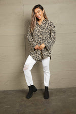 Leopard Roll-Tap Sleeve Shirt