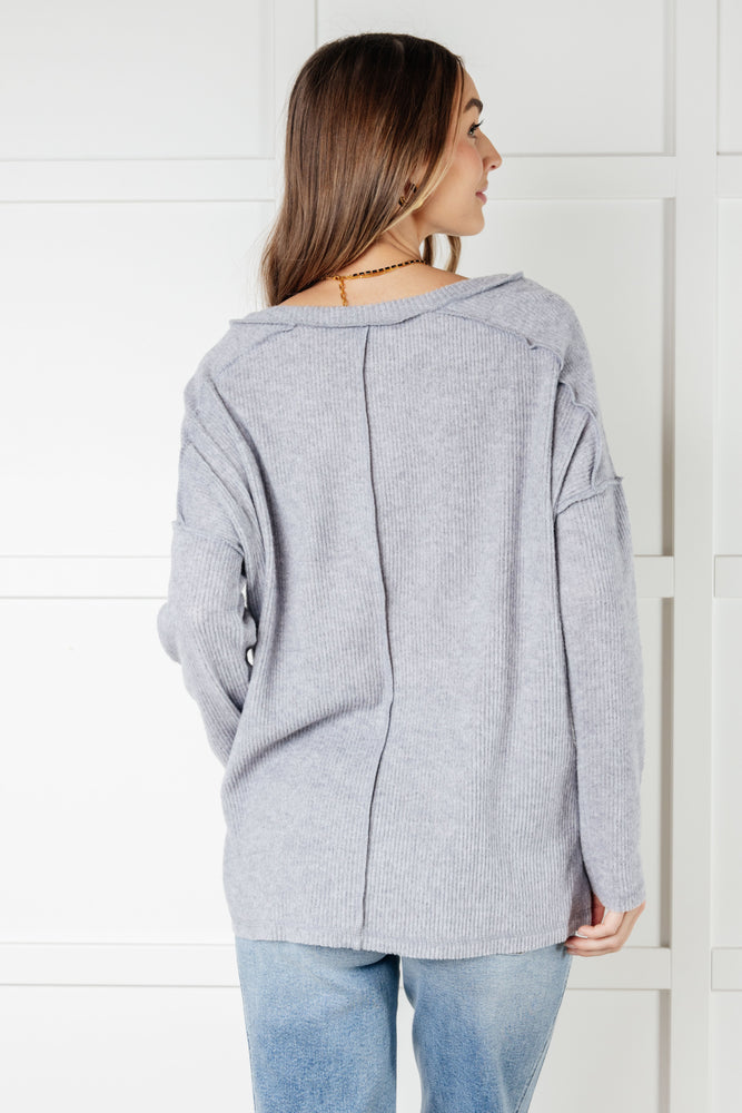 Basically Freezing Brushed Hacci Top in Heather Grey