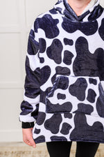 Kids Oversized Hoodie Blanket in Cow