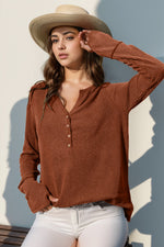 Double Take Full Size Notched Thumbhole Long Sleeve T-Shirt