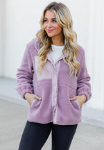 Snap Down Long Sleeve Sherpa Jacket