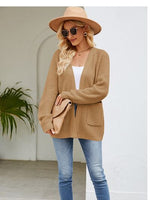 4 colors, reg + Plus, Open Front Raglan Sleeve Pocketed Cardigan