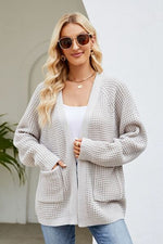 4 colors, reg + Plus, Open Front Raglan Sleeve Pocketed Cardigan