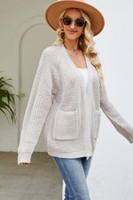 4 colors, reg + Plus, Open Front Raglan Sleeve Pocketed Cardigan